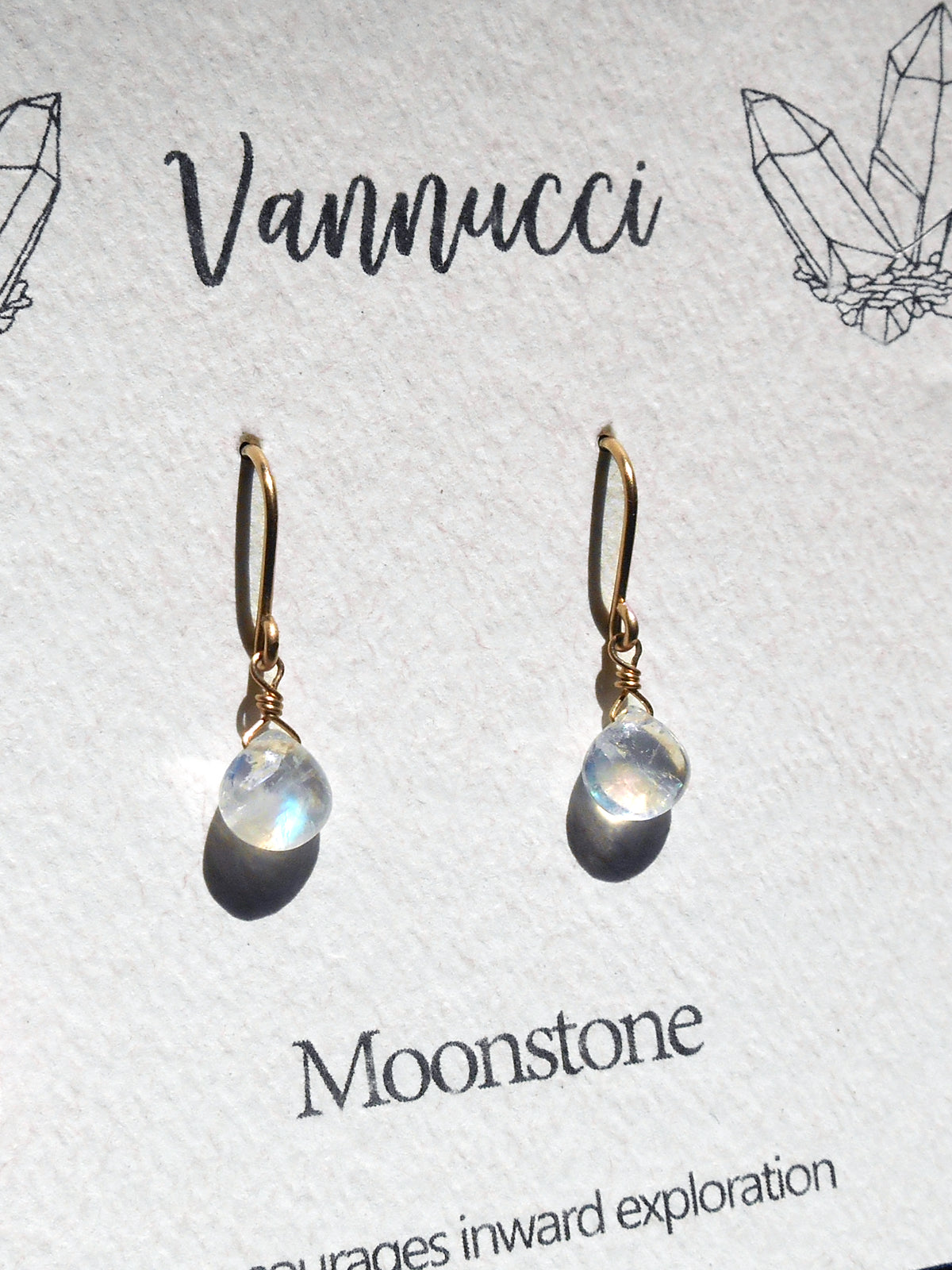 Vannucci Gold Moonstone Teardrop Earrings