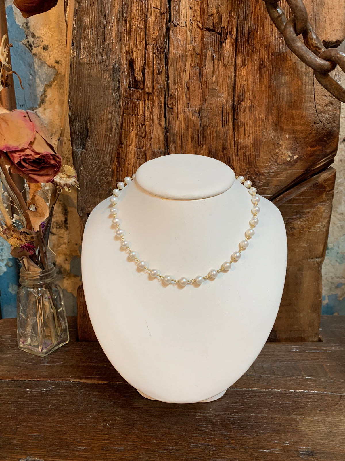 Susan Rifkin Chunky Gold And Pearl Choker Necklace