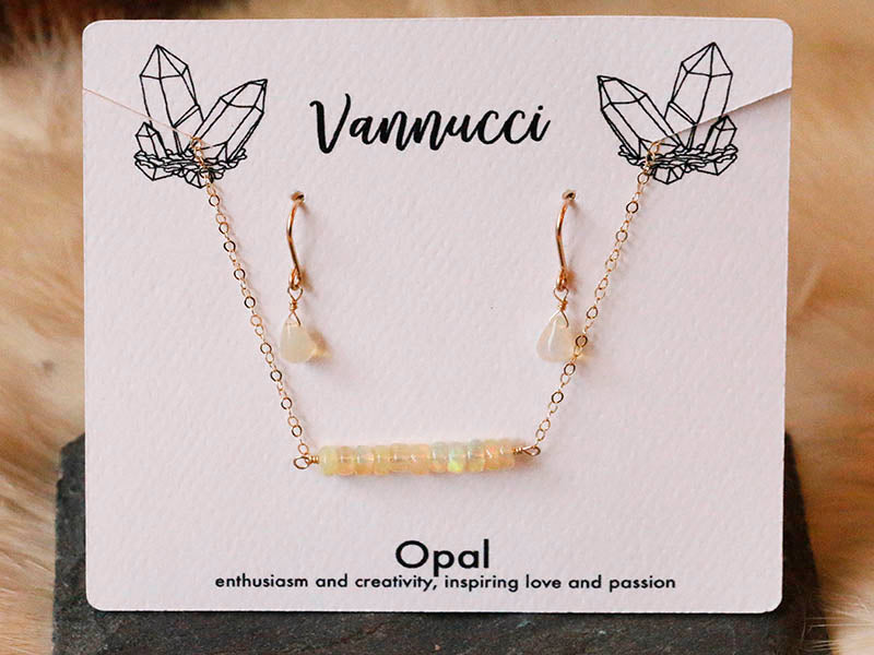 Vannucci Gold Opal Bar Set