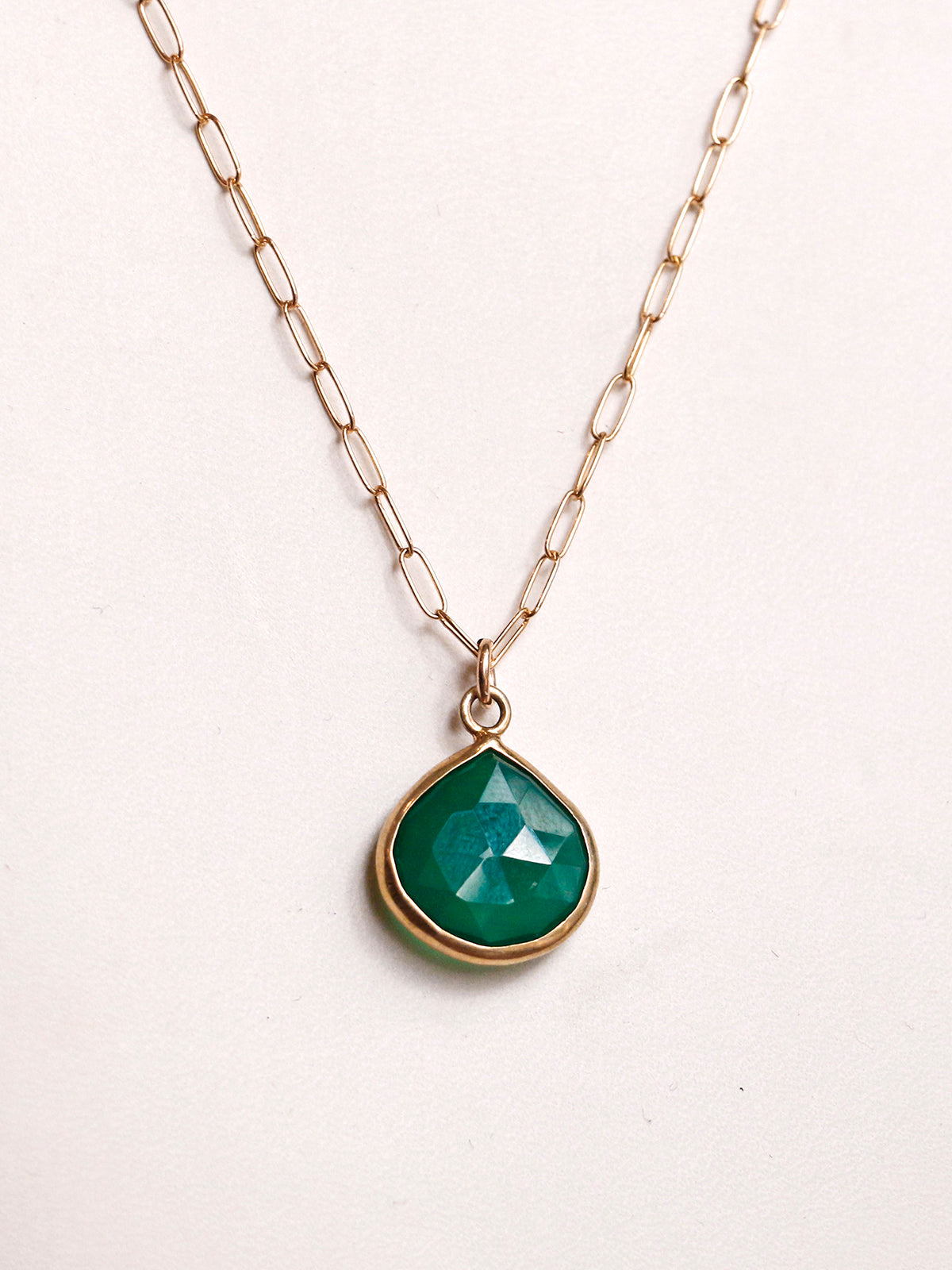 Susan Rifkin Green Teardrop Pendant Necklace - Gold