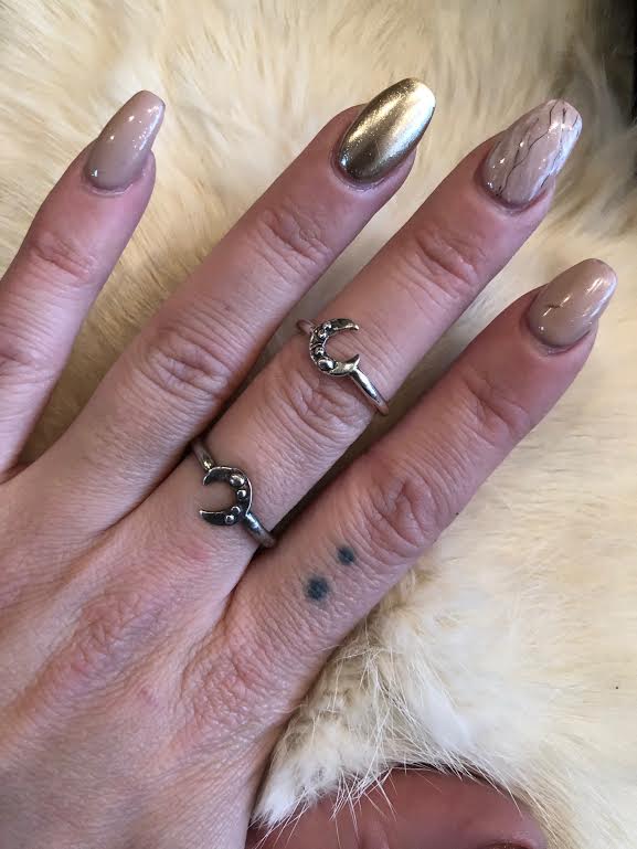 Hellhound Jewelry Studded Crescent Ring