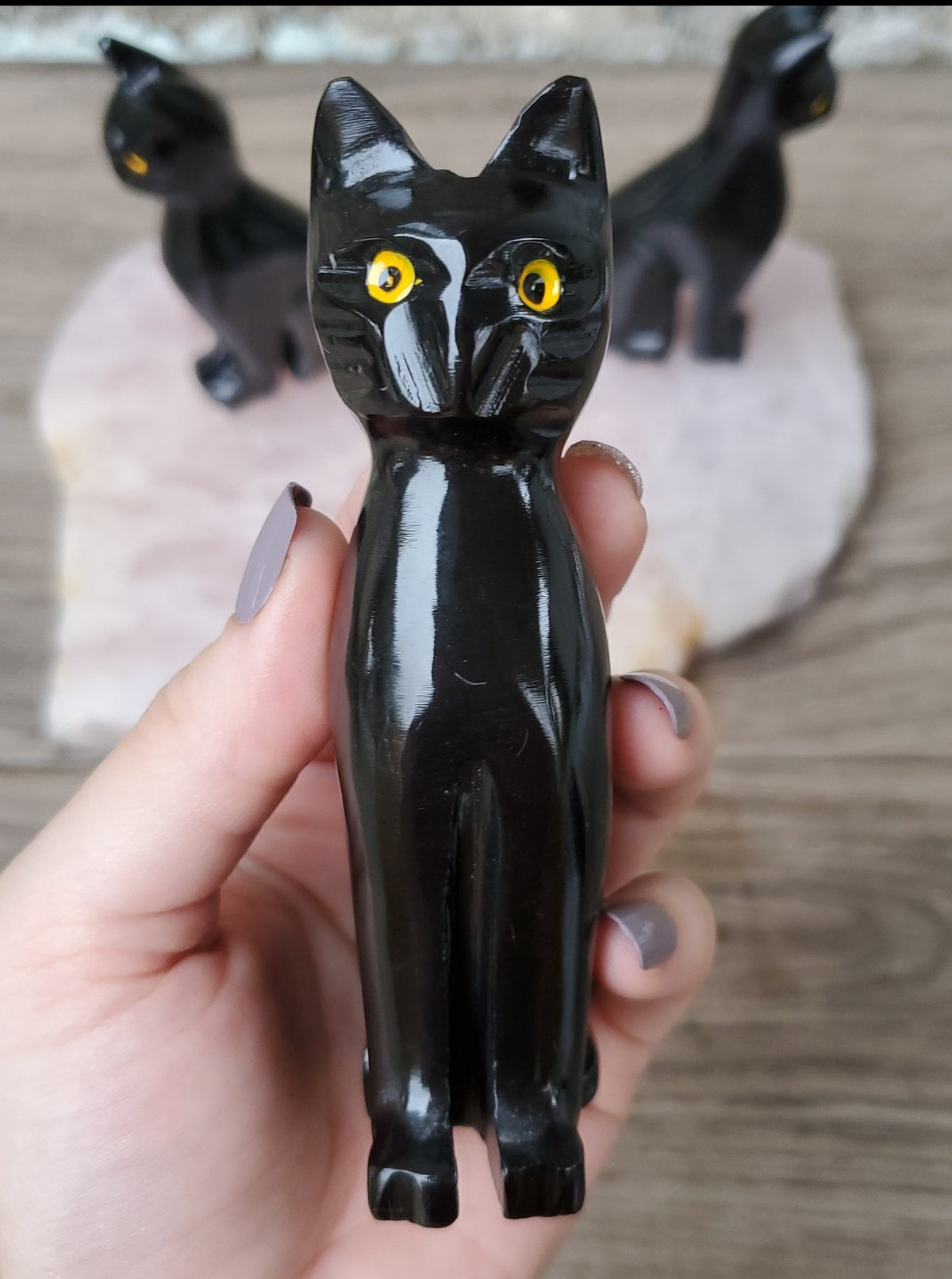 Witch's Way Craft Onyx Crystal Cat