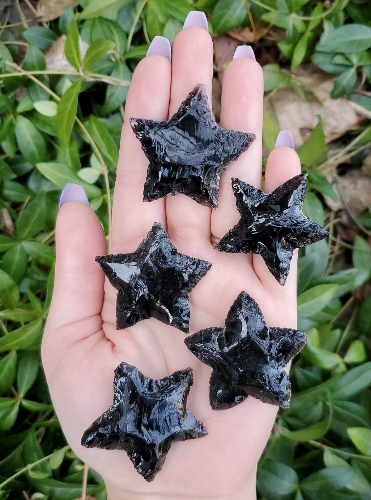Witch's Way Hammered Obsidian Star