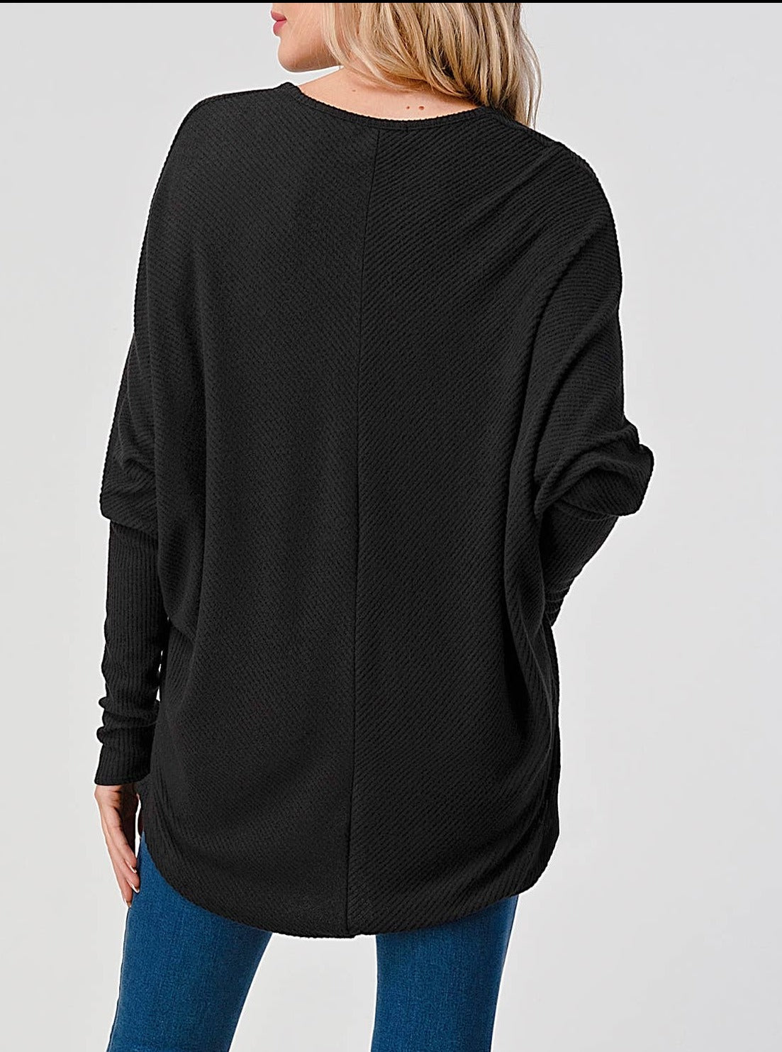 Heimious Chevron Rib Knit Sweater - Black