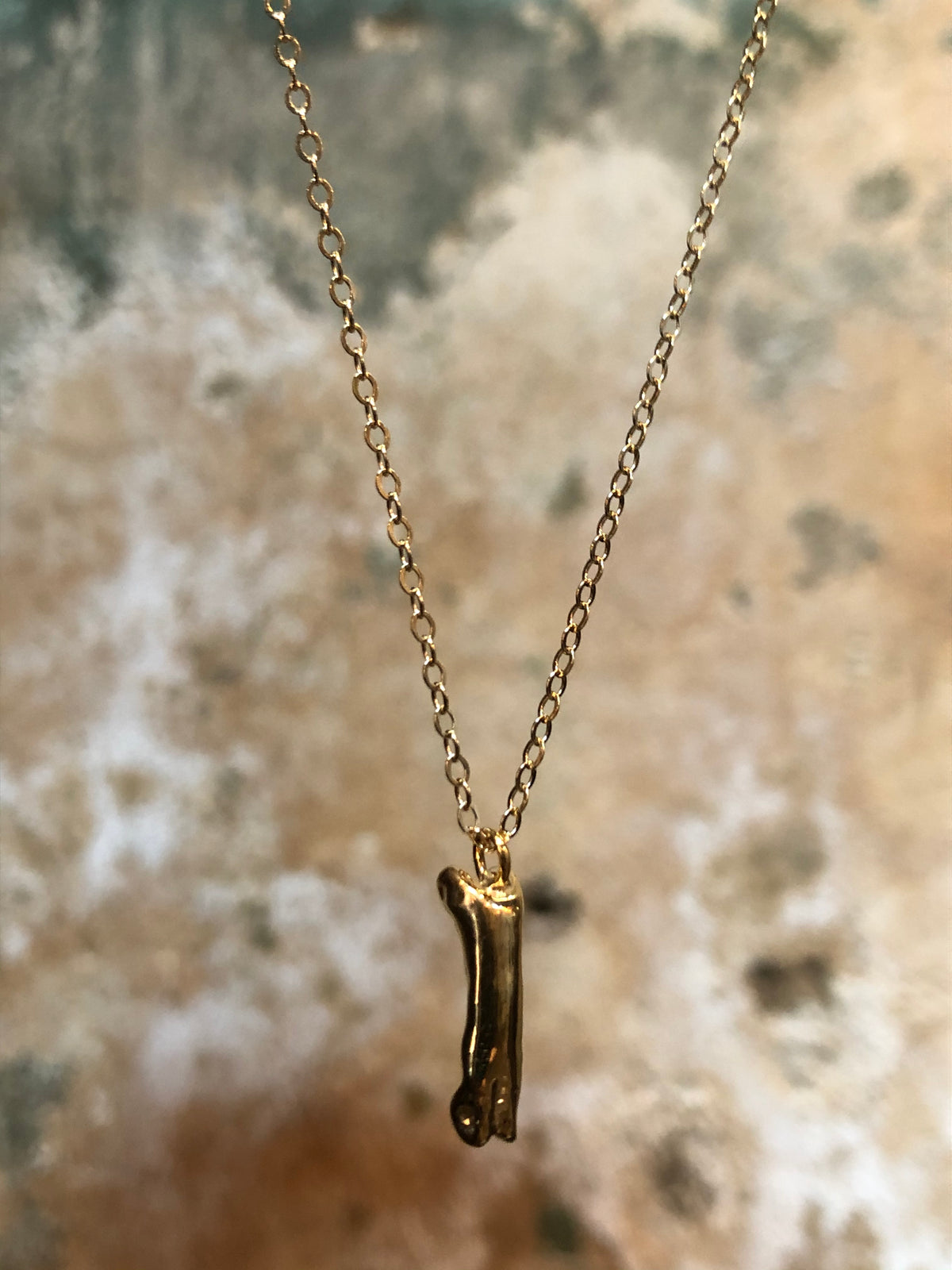 Hellhound Jewelry Coyote Bone Necklace Gold