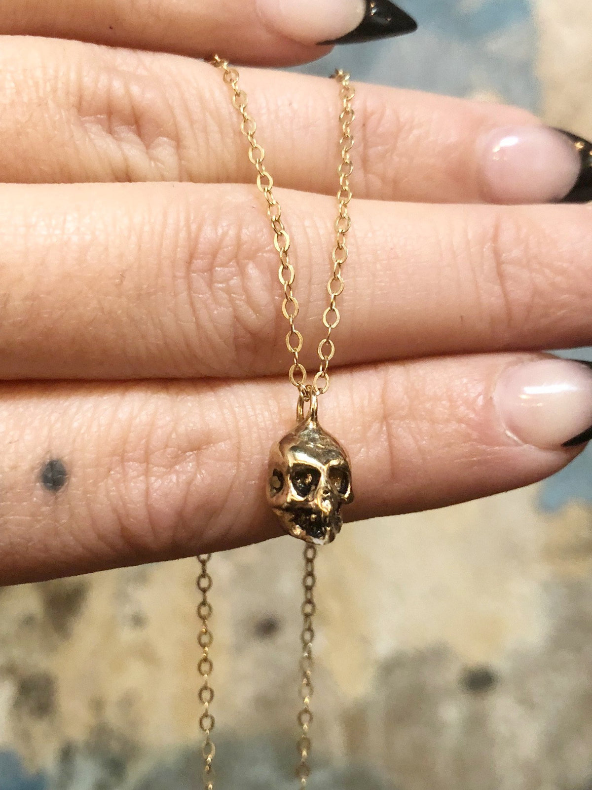 Hellhound Jewelry Gold Skull Necklace