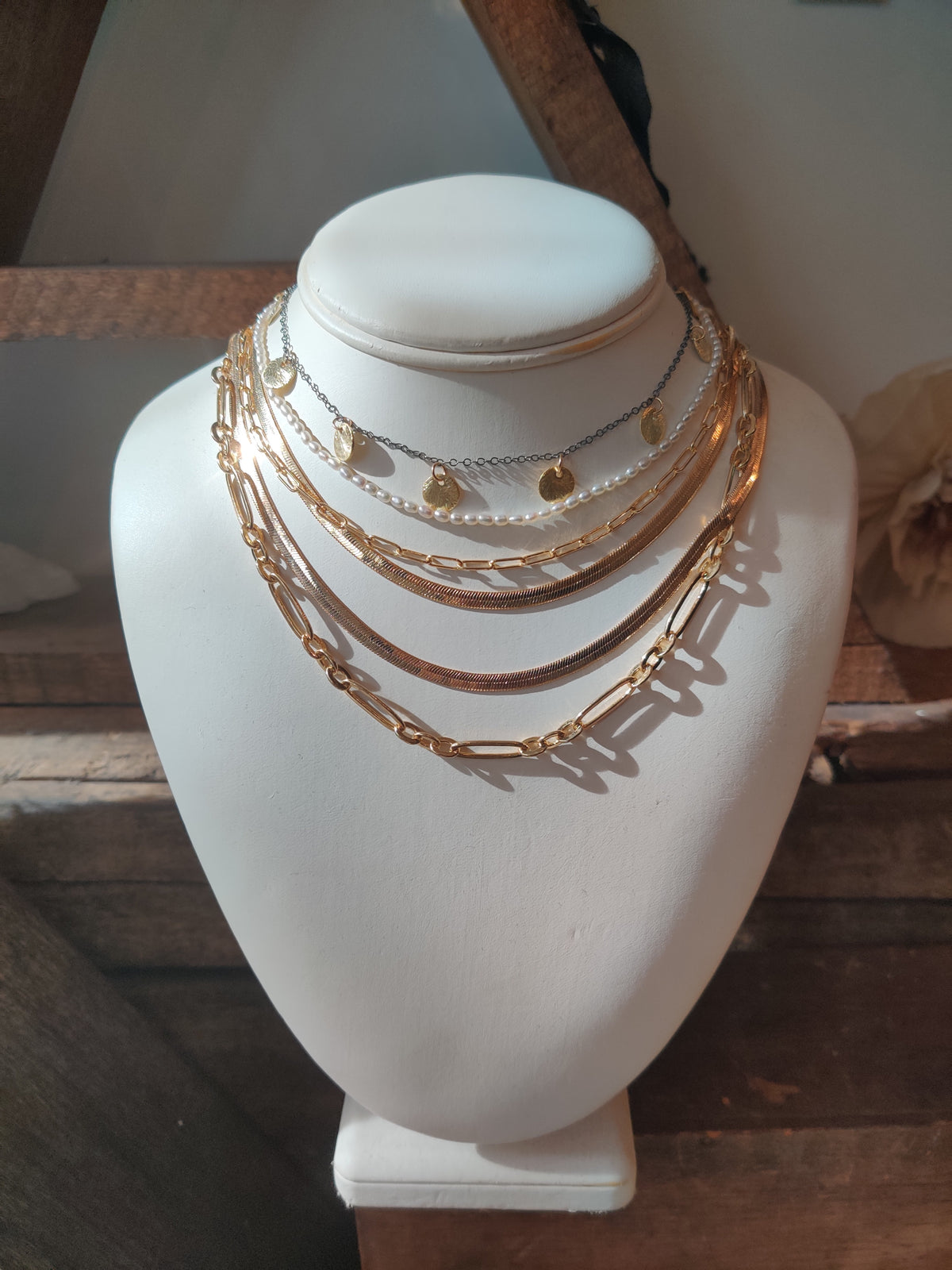 Susan Rifkin Gold Multi Coin Necklace