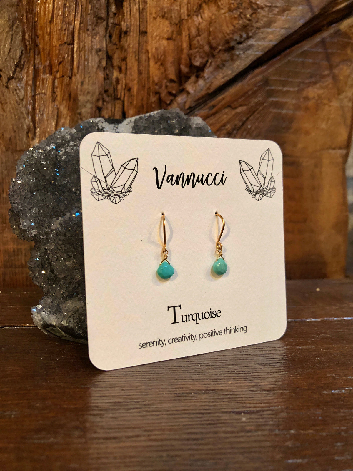Vannucci Gold Turquoise Teardrop Earrings